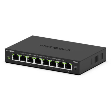 NETGEAR GS308E-400EUS GS308E, Gestionado, L2/L3, Gigabit Ethernet (10/100/1000), Bidireccional completo (Full duplex)