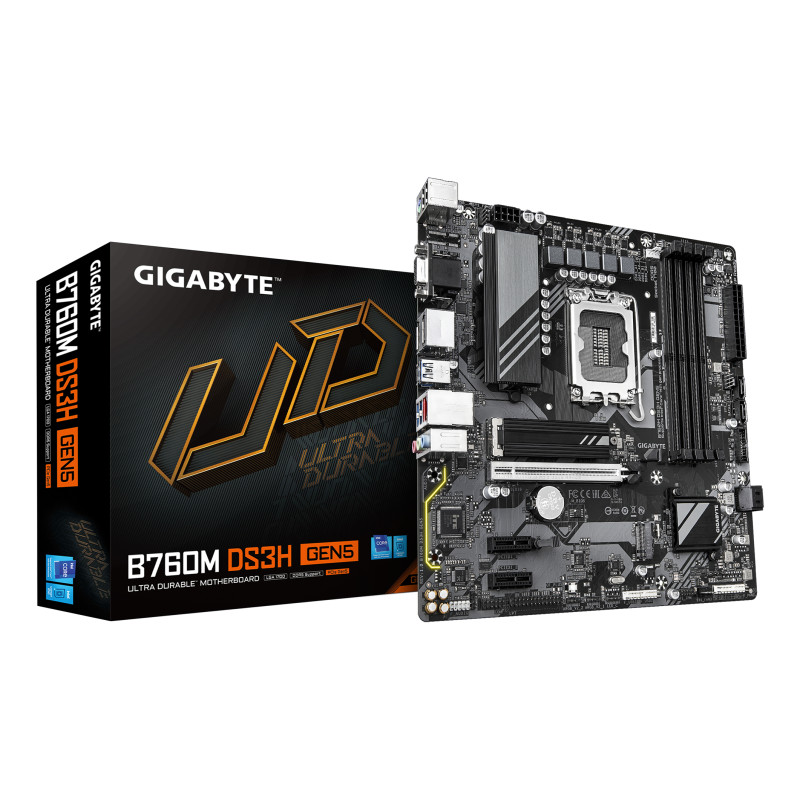 GIGABYTE B760M DS3H GEN5 B760M DS3H GEN5 Placa Base – Compatible con CPUs Intel Core 14ª generación, VRM digital de 6+2+1