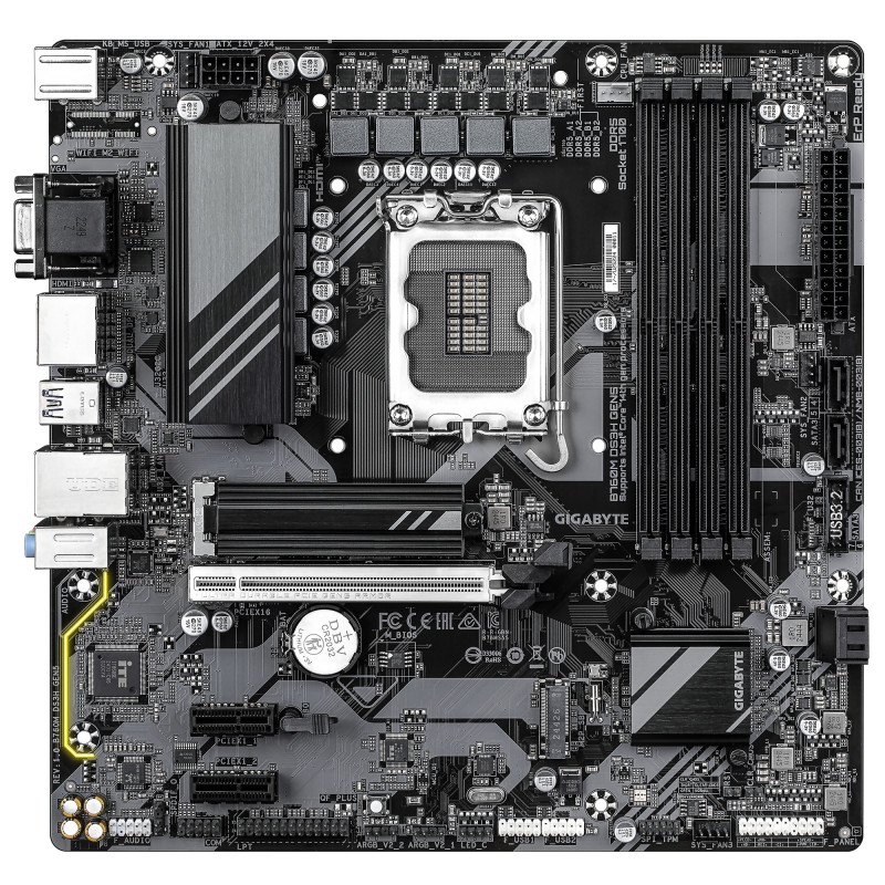 GIGABYTE B760M DS3H GEN5 B760M DS3H GEN5 Placa Base – Compatible con CPUs Intel Core 14ª generación, VRM digital de 6+2+1