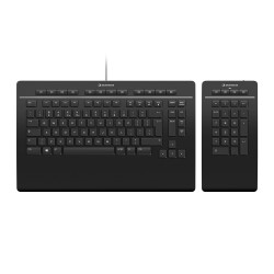 3Dconnexion 3DX-700091 Keyboard Pro with Numpad, Completo (100%), Inalámbrico y alámbrico, USB + RF Wireless + Bluetooth,