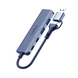 CoolBox COO-HUB-C-CCAA HUB4 LITE USB-C/A 4 PUERTOS 2USB-C Y 2USB-A 3.2 GEN1 ALUMINIO, USB 3.2 Gen 1 (3.1 Gen 1) Type-A +