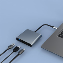CoolBox COO-DOCK-C-31 MINIDOCK C31 ALUMINIO USB-C A HDMI 4K/USB-A/USB-C 3.2 GEN1 PC/MAC/CONSOLAS, Alámbrico, USB 3.2 Gen 1 2