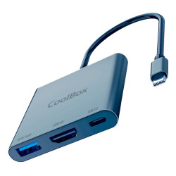 CoolBox COO-DOCK-C-31 MINIDOCK C31 ALUMINIO USB-C A HDMI 4K/USB-A/USB-C 3.2 GEN1 PC/MAC/CONSOLAS, Alámbrico, USB 3.2 Gen 1