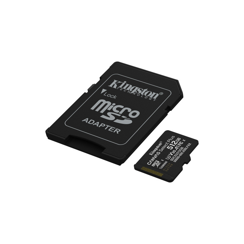 Kingston Technology SDCS3/512GB 512GB microSDXC Canvas Select Plus Gen3 150MB/s A1 (Incluye adaptador de SD), 512 GB,
