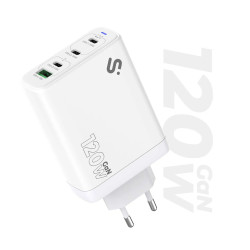 SUBBLIM SUBCHG-6G1204 Cargador GaN 120W USB-C, 4 Puertos (3x USB-C + 1x USB-A), Interior, Corriente alterna, 20 V, Blanco