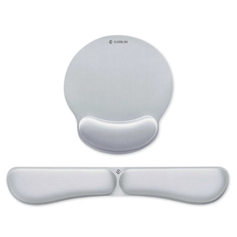 SUBBLIM SUBMP-04E021 Pack Ergo Memoryflex – Conjunto de alfombrilla para ratón y reposamuñecas para teclado Plata, Plata,