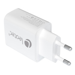 Leotec LECSPH30W2W CARGADOR UNIVERSAL 30W GAN 1 USB C PD+1 USB A BLANCO, Interior, Corriente alterna, 15 V, Blanco