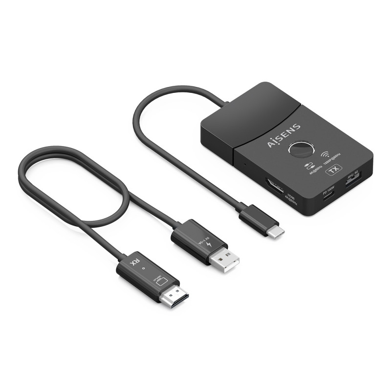AISENS ASWL-H2KDC30M05-BK Docking USB-C a HDMI 1080P@60Hz (Inalámbrico) 30M, 1xHDMI 4K60HZ (Cable) 2xUSB-C 1xUSB-A 1xUSB-C PD