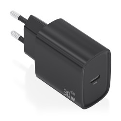 AISENS A110-0951 Cargador GaN 30W, 1xUSB-C PD3.0, Negro, Interior, Corriente alterna, 12 V, 3 A, Negro