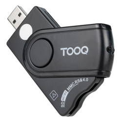 TooQ TQR-3012B Lector Tarjetas Inteligentes, DNI Electrónico, SIM, SD, SF, USB-A, Negro, USB 2.0, Negro, 22 g