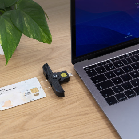 TooQ TQR-3011B Lector Tarjetas Inteligentes, DNI Electrónico, USB-C, Negro, USB Tipo C, Negro, 12 g