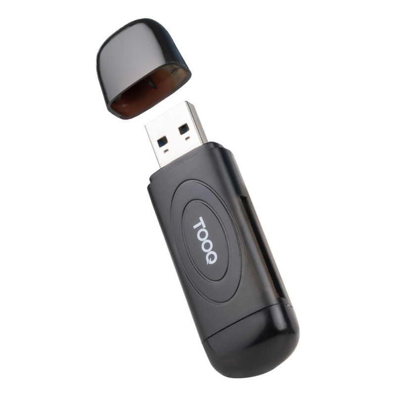 TooQ TQR-3002B Lector de Tarjetas USB 3.0, 2 en 1, SD/TF, Negro, MicroSD (TransFlash), SD, Negro, 5000 Mbit/s, USB 3.2 Gen 1