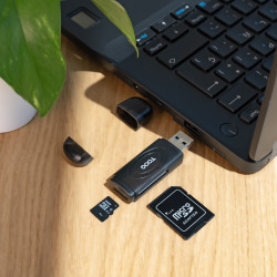 TooQ TQR-3002B Lector de Tarjetas USB 3.0, 2 en 1, SD/TF, Negro, MicroSD (TransFlash), SD, Negro, 5000 Mbit/s, USB 3.2 Gen 1 2