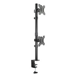 TooQ DB1233TNV-B Soporte de Mesa, Giratorio e Inclinable, Vertical, para 2 Pantallas 13”-32”, Negro,