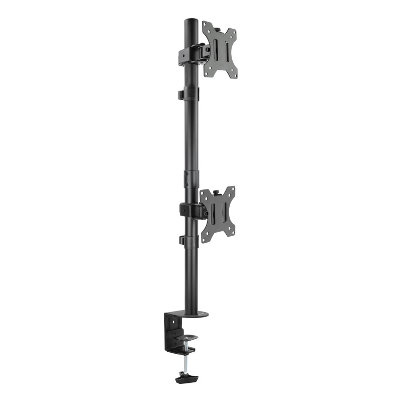 TooQ DB1233TNV-B Soporte de Mesa, Giratorio e Inclinable, Vertical, para 2 Pantallas 13”-32”, Negro,