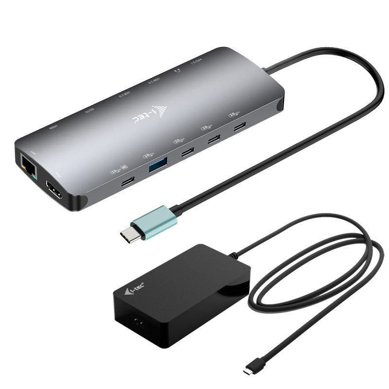 i-tec C31NANOTRIPLED140 Metal USB-C Nano 3x Display Dock, 2x HDMI 1x USB-C video with Power Delivery 140W + Universal Charger