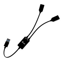 i-tec U3CBLHUB2A USB-A Cable HUB 2 port (2x USB-A), 0,1 m, USB A, 2 x USB A, USB 3.2 Gen 1 (3.1 Gen 1), 5 Gbit/s, Negro
