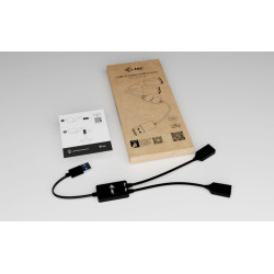 i-tec U3CBLHUB2A USB-A Cable HUB 2 port (2x USB-A), 0,1 m, USB A, 2 x USB A, USB 3.2 Gen 1 (3.1 Gen 1), 5 Gbit/s, Negro 2