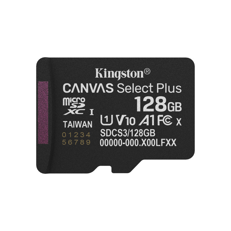Kingston Technology SDCS3/128GB 128GB microSDXC Canvas Select Plus Gen3 150MB/s A1 (Incluye adaptador de SD), 128 GB,