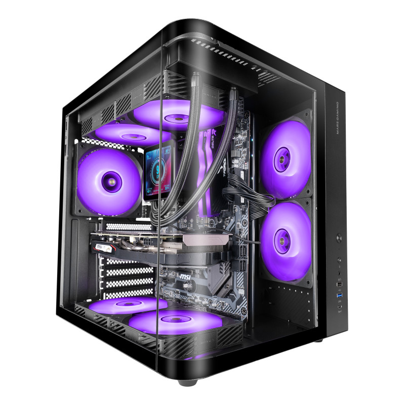 Mars Gaming MCCURV MC-CURV, Midi Tower, PC, Negro, ATX, micro ATX, Mini-ITX, Juego, 16,5 cm