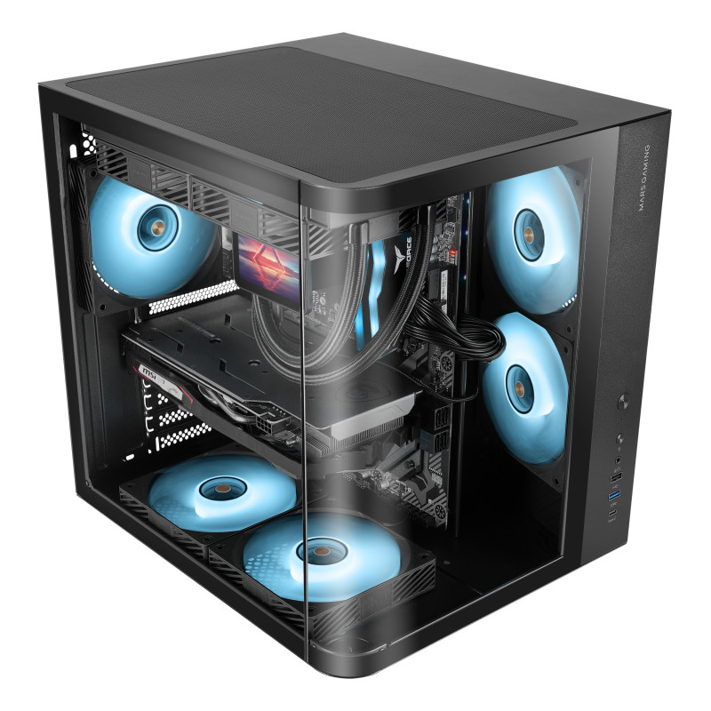 Mars Gaming MCCURV MC-CURV, Midi Tower, PC, Negro, ATX, micro ATX, Mini-ITX, Juego, 16,5 cm