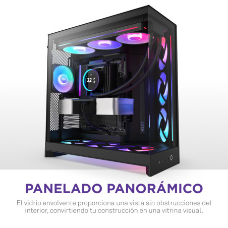 NZXT CM-H92FB-R1 H9 Flow RGB, Midi Tower, PC, Negro, ATX, EATX, micro ATX, Mini-ITX, Malla, SGCC, Vidrio templado, 16,5 cm