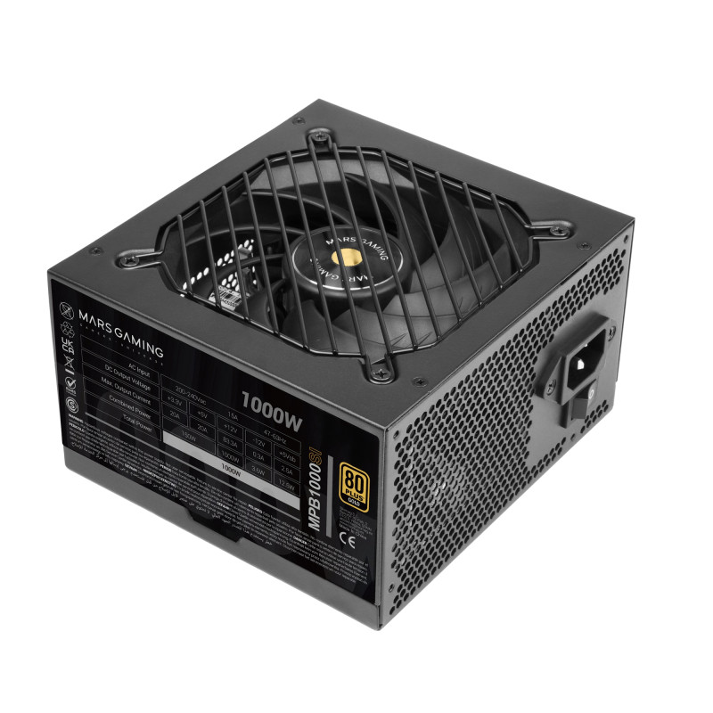 Mars Gaming MPB1000SI MPB1000SI, 1000 W, 220 - 240 V, 47 - 63 Hz, 15 A, Activo, 150 W