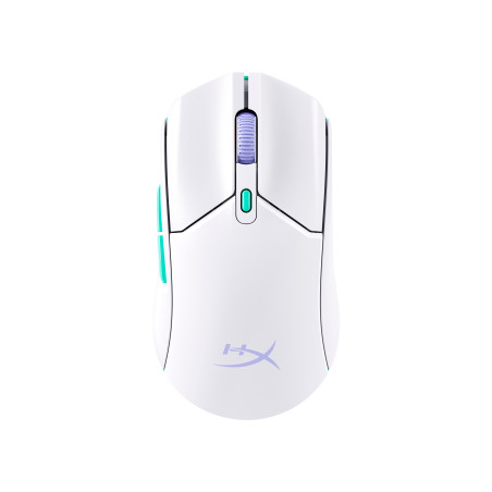 HyperX 8R2E7AA Pulsefire Haste 2 Core inalámbricos: ratón gaming (blanco/verde/púrpura), Ambidextro, USB tipo A, 3600 DPI,