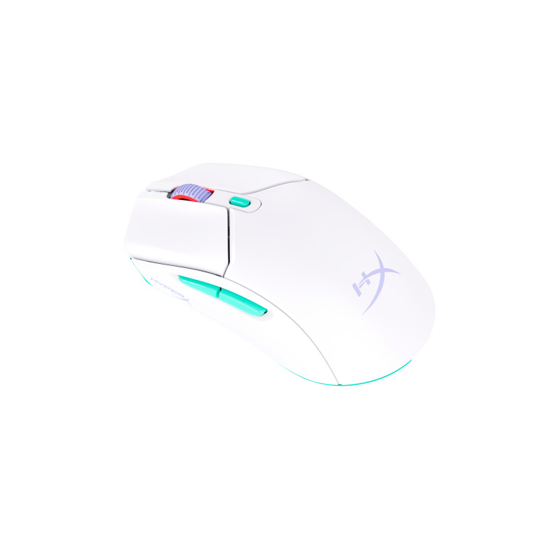 HyperX 8R2E7AA Pulsefire Haste 2 Core inalámbricos: ratón gaming (blanco/verde/púrpura), Ambidextro, USB tipo A, 3600 DPI,
