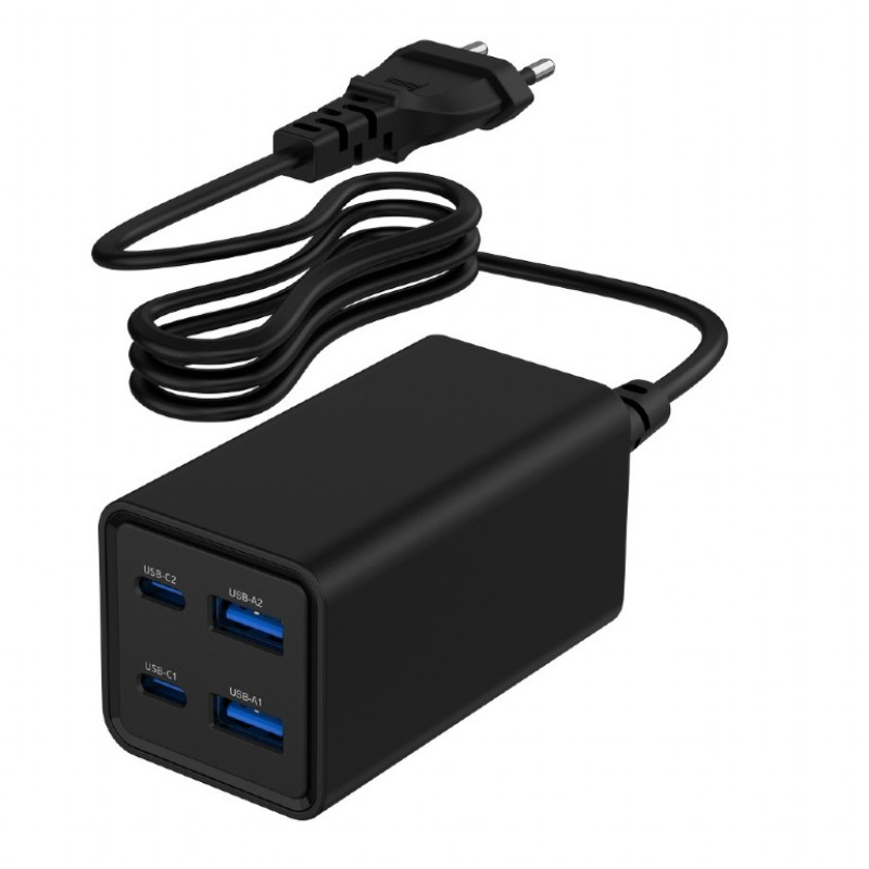 Gembird TA-UC-2A2C-PD65-01-BK TA-UC-2A2C-PD65-01-BK, Interior, Corriente alterna, 20 V, 1,5 m, Negro