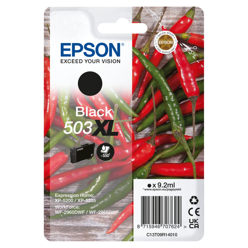 Epson C13T09R14020 503XL, Alto rendimiento (XL), Negro, 9,2 ml, 1 pieza(s), Pack individual