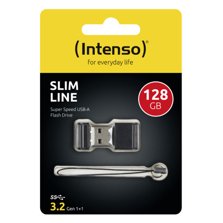 Intenso 3532491 Slim Line, 128 GB, USB tipo A, 3.2 Gen 1 (3.1 Gen 1), 100 MB/s, Tapa, Negro
