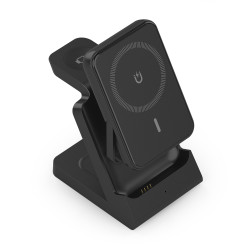 AISENS ASCH-15W4WC064-BK Cargador Inalambrico USB-C 4 en 1 De 15W Para Movil, Apple Watch, Auriculares Con Estuche De Carga, 2