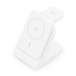 AISENS ASCH-15W4WC063-W Cargador Inalambrico USB-C 4 en 1 De 15W Para Movil, Apple Watch, Auriculares Con Estuche De Carga,