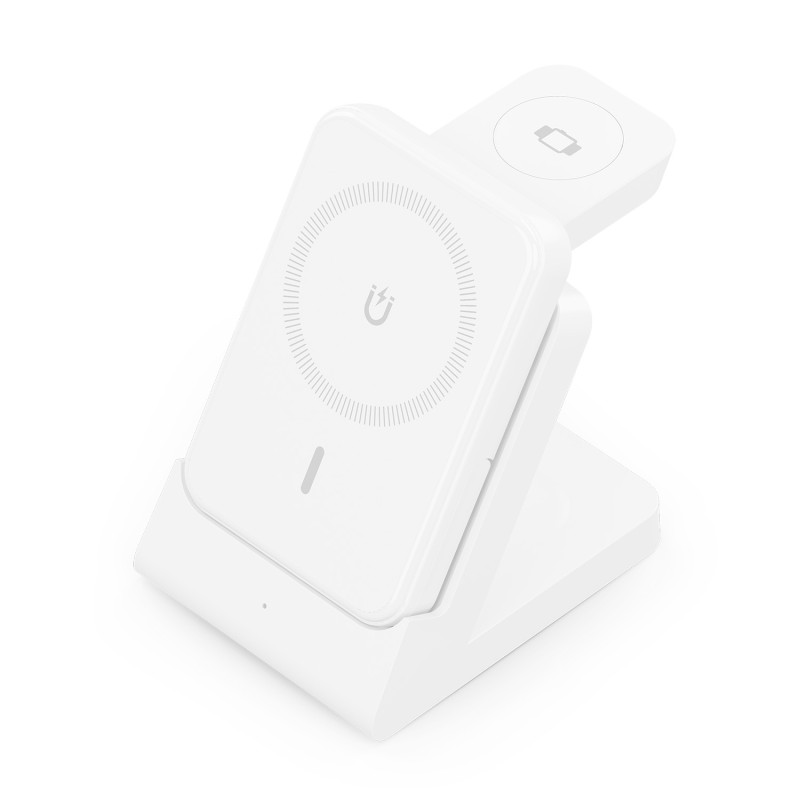 AISENS ASCH-15W4WC063-W Cargador Inalambrico USB-C 4 en 1 De 15W Para Movil, Apple Watch, Auriculares Con Estuche De Carga,