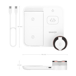 AISENS ASCH-15W4WC061-W Cargador Inalambrico USB-C 4 en 1 De 15W Para Movil, Apple Watch, Auriculares Con Estuche De Carga, 2