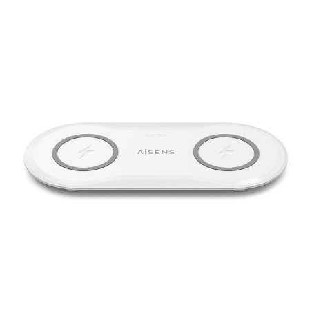 AISENS ASCH-15W2WC059-W Cargador Inalambrico USB-C 15W 2 en 1 Para Movil Auriculares, Blanco, Interior, USB, Cargador