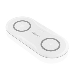 AISENS ASCH-15W2WC059-W Cargador Inalambrico USB-C 15W 2 en 1 Para Movil Auriculares, Blanco, Interior, USB, Cargador