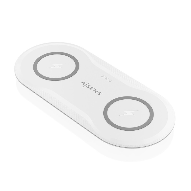 AISENS ASCH-15W2WC059-W Cargador Inalambrico USB-C 15W 2 en 1 Para Movil Auriculares, Blanco, Interior, USB, Cargador