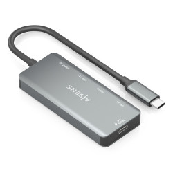 AISENS A109-0946 Hub USB 3.1 USB-C, USB-C/M-1xUSB-C PD 100W+1xUSB-C USB3.0/H+1xUSB-C USB2.0/H+2xUSB-A USB2.0/H, Gris, 15cm, 2