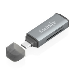 AISENS ASCR-2C10-GR Lector De Tarjetas SD, Micro SD, MMC, Rs-MMC, MMC Micro, USB-C, Gris, MMC, MMCmicro, MicroSD (TransFlash),