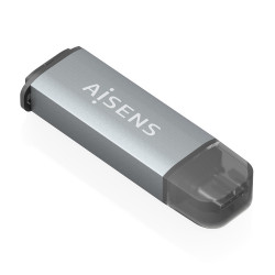 AISENS ASCR-2C10-GR Lector De Tarjetas SD, Micro SD, MMC, Rs-MMC, MMC Micro, USB-C, Gris, MMC, MMCmicro, MicroSD (TransFlash), 2