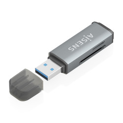 AISENS ASCR-2A09-GR Lector De Tarjetas SD, Micro SD, MMC, Rs-MMC, MMC Micro, USB-A, Gris, MMC, MMCmicro, MicroSD (TransFlash),
