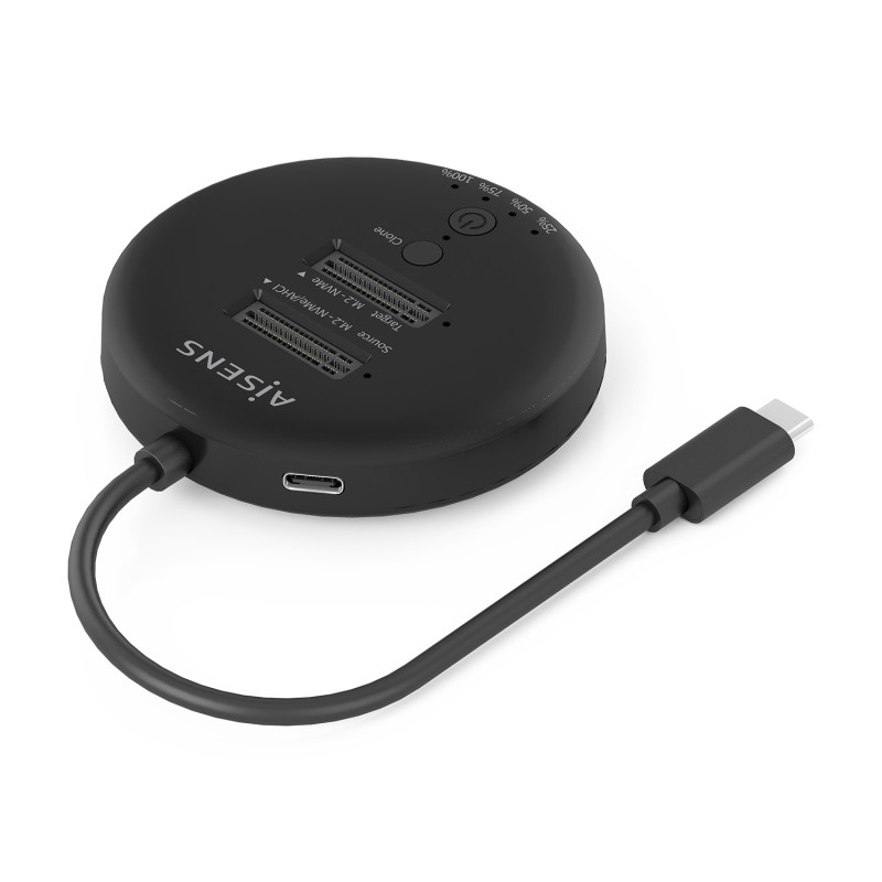 AISENS ASDS-2M2N05-BK Estacion De Docking De Doble Bahia NVME a USB 3.2 Gen2x2, Clone, Negro, SSD, M.2, M.2, USB 3.2 Gen 2 (3.1