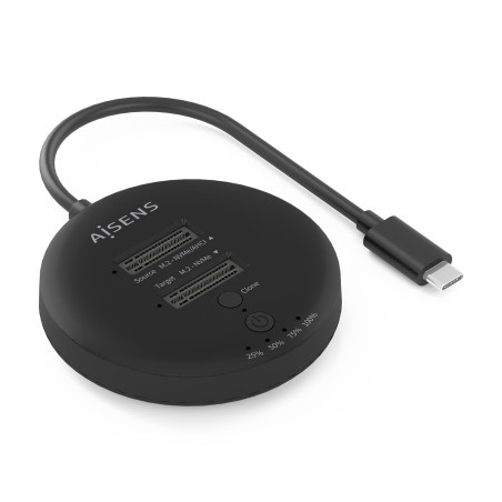 AISENS ASDS-2M2N05-BK Estacion De Docking De Doble Bahia NVME a USB 3.2 Gen2x2, Clone, Negro, SSD, M.2, M.2, USB 3.2 Gen 2 (3.1