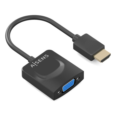 AISENS A122-0947 Conversor HDMI a SVGA, HDMI A/M-SVGA/H, Negro, 15сm, 0,15 m, HDMI tipo A (Estándar), VGA (D-Sub), Macho,