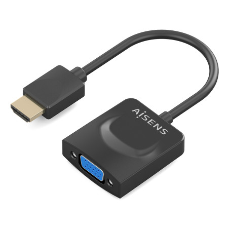 AISENS A122-0947 Conversor HDMI a SVGA, HDMI A/M-SVGA/H, Negro, 15сm, 0,15 m, HDMI tipo A (Estándar), VGA (D-Sub), Macho,