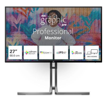AOC U27U3CV U3 U27U3CV, 68,6 cm (27"), 3840 x 2160 Pixeles, 4K Ultra HD, LCD, 4 ms, Negro
