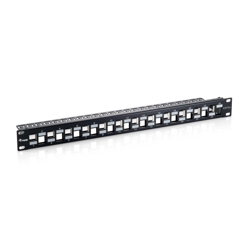 Equip 76932407201 76932407201, Cat6a, Montaje en bastidor, 1U, Negro, 90 mm, 482 mm