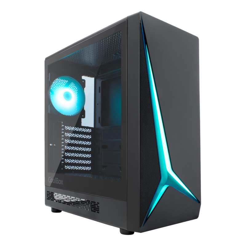 CoolBox COO-CHA-GA450B-0 GAMING CAJA ATX GA450 STARLIGHT BLACK ARGB USB-C 3.2 GEN1 SIN FTE + 1 VENTILADOR, Torre, PC, Negro,